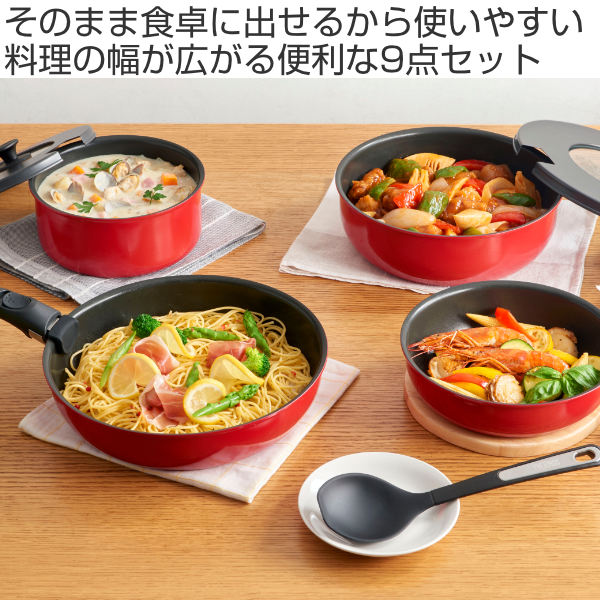 サーモス❗️フライパン9点セット サーモス 取っ手のとれるフライパン9点セット ガス火専用 着脱ハンドル