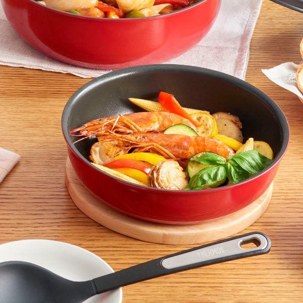 THERMOS サーモス　取っ手の取れるフライパン9点セット　レッド サーモス 取っ手のとれるフライパン 9点セットCA ブライトレッド KSC