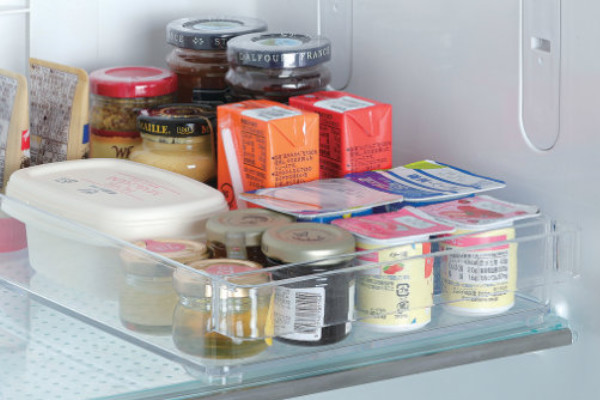 冷蔵庫収納 冷蔵庫 収納ケース 浅型 冷蔵室収納トレー SKIT （ 透明