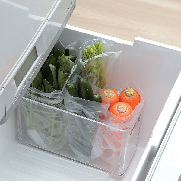 冷蔵庫がスッキリする整理収納　 収納ケース 透明 プラスチック 中サイズ 冷蔵庫収納 冷蔵庫 収納ケース 野菜室・冷凍室収納トレー スリム SKIT