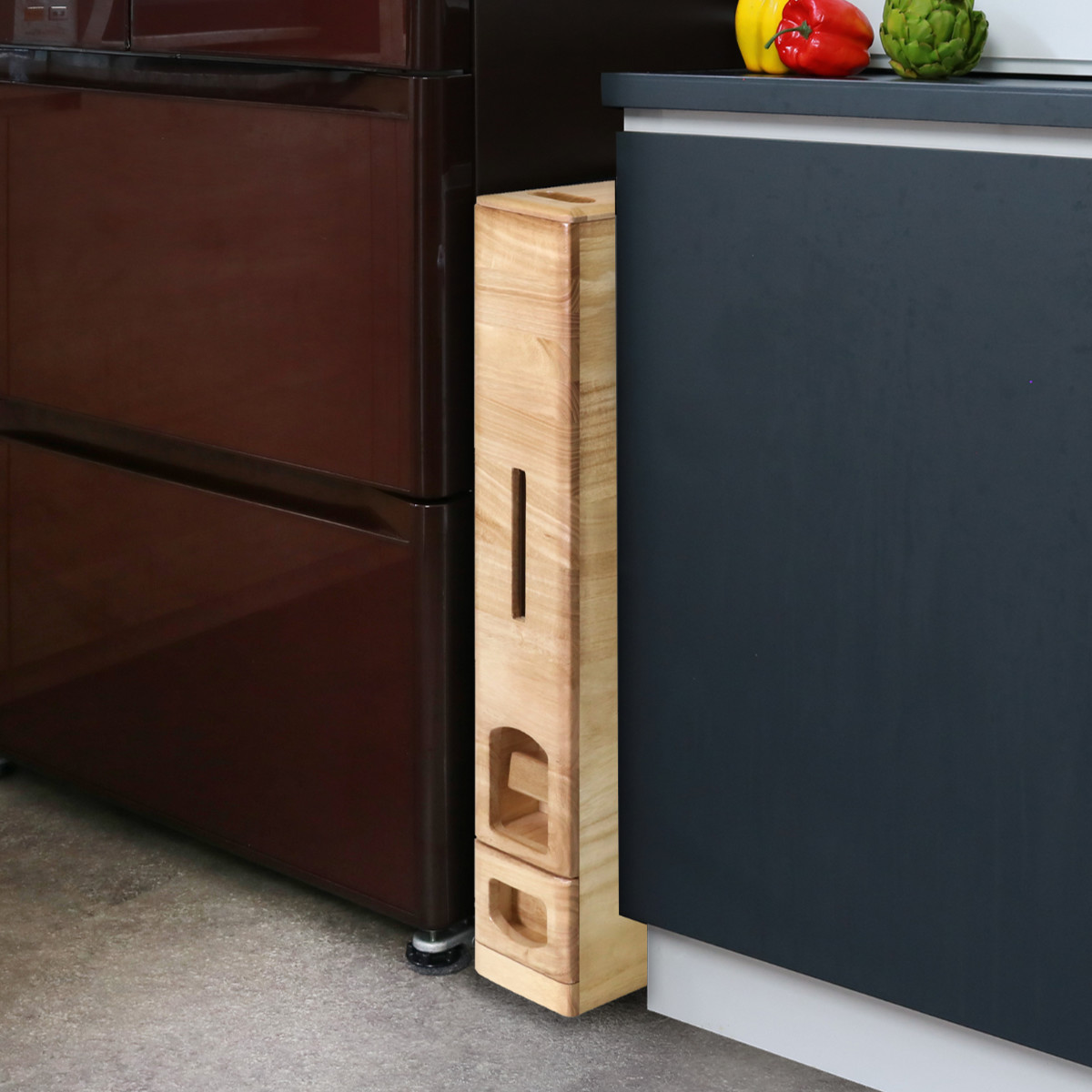 米びつ 10kg用 桐製 スリム 幅12cm キャスター付き スリムライス