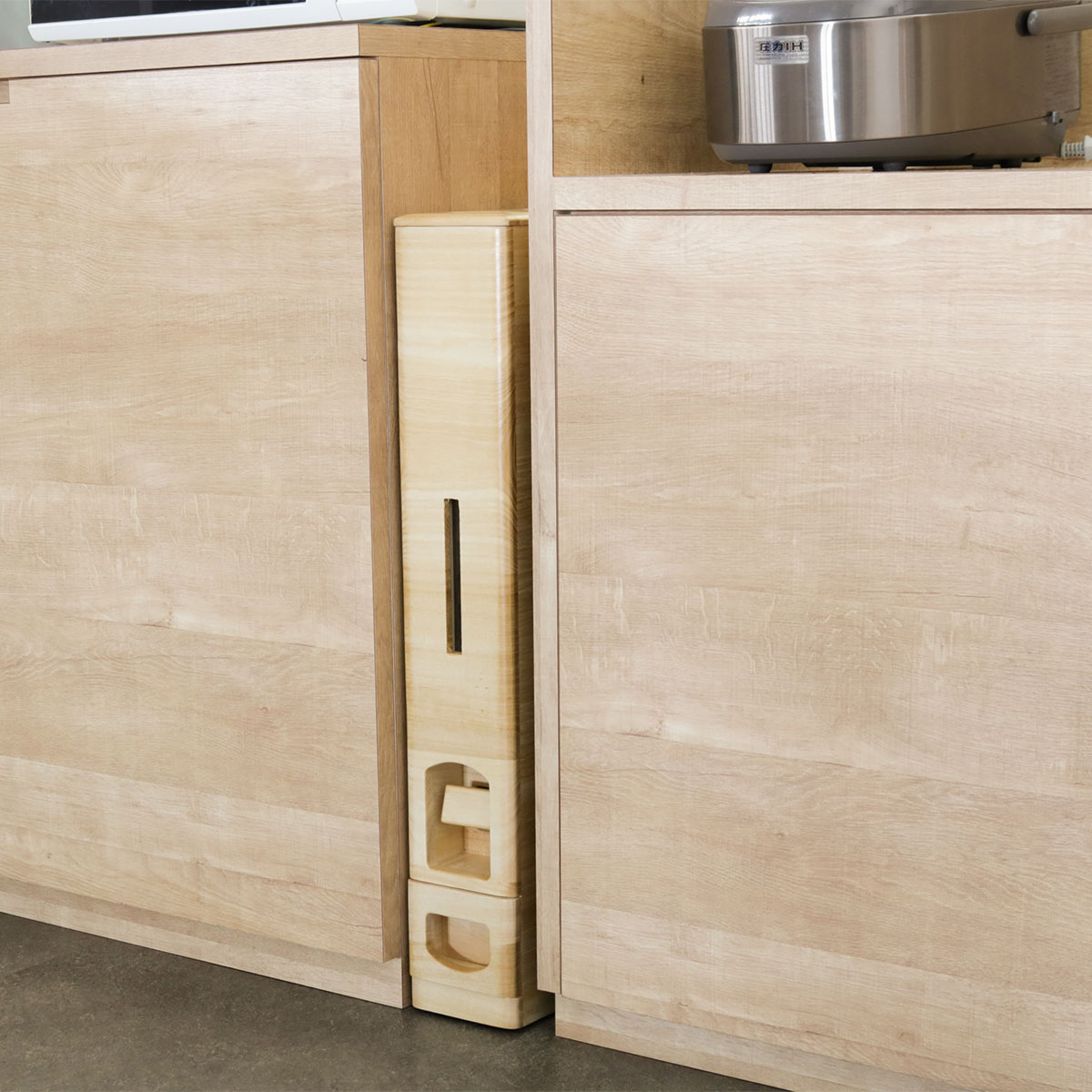 米びつ 10kg用 桐製 スリム 幅12cm キャスター付き スリムライス