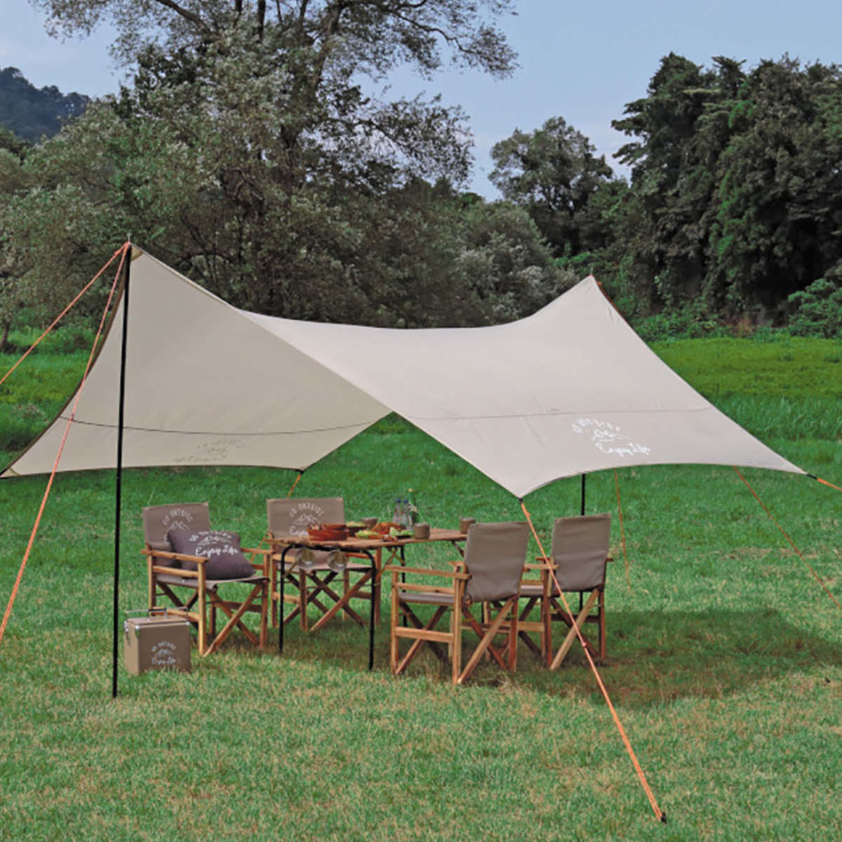 CAPTAIN STAG タープセット（4〜6人用） キャンプやBBQにどうぞ！ CAPTAIN STAG テント タープ 4〜6人用 UVカット キャリーバッグ