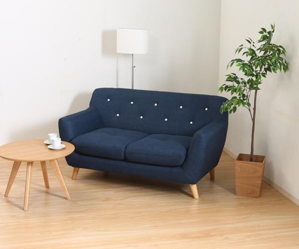 不二貿易（Fuji Boeki） ソファ 幅134cm ネイビー 二人掛け ローソファ