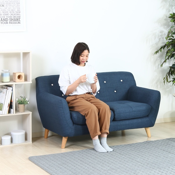 不二貿易（Fuji Boeki） ソファ 幅134cm ネイビー 二人掛け ローソファ