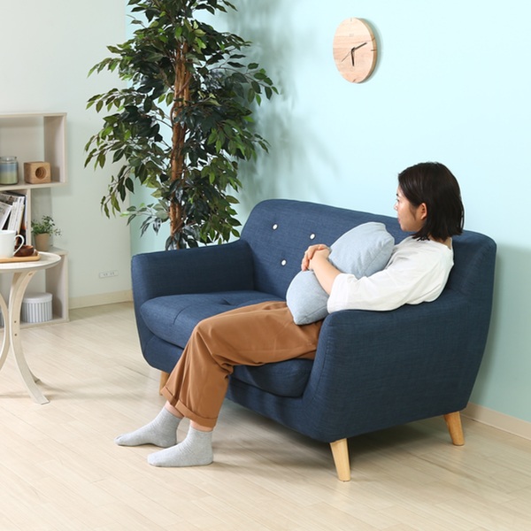 不二貿易（Fuji Boeki） ソファ 幅134cm ネイビー 二人掛け ローソファ