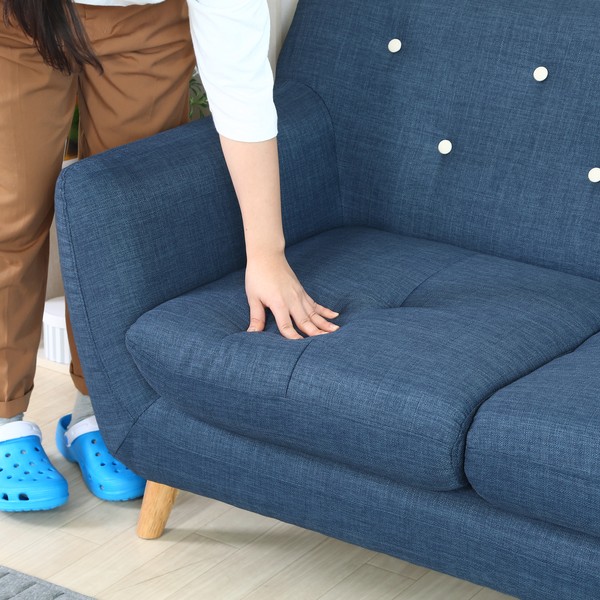 不二貿易（Fuji Boeki） ソファ 幅134cm ネイビー 二人掛け ローソファ