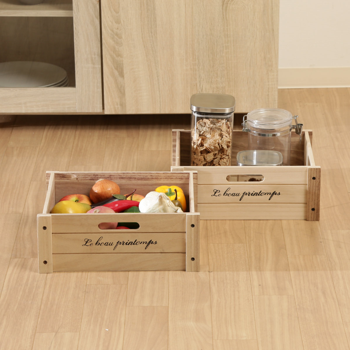 キッチンチェスト 幅40cm 5段 桐製 ストッカー タイルトップ （ キッチンストッカー タイル天板 キッチン収納 収納ラック 収納 ラック 完成品 ） | 不二貿易 | 09