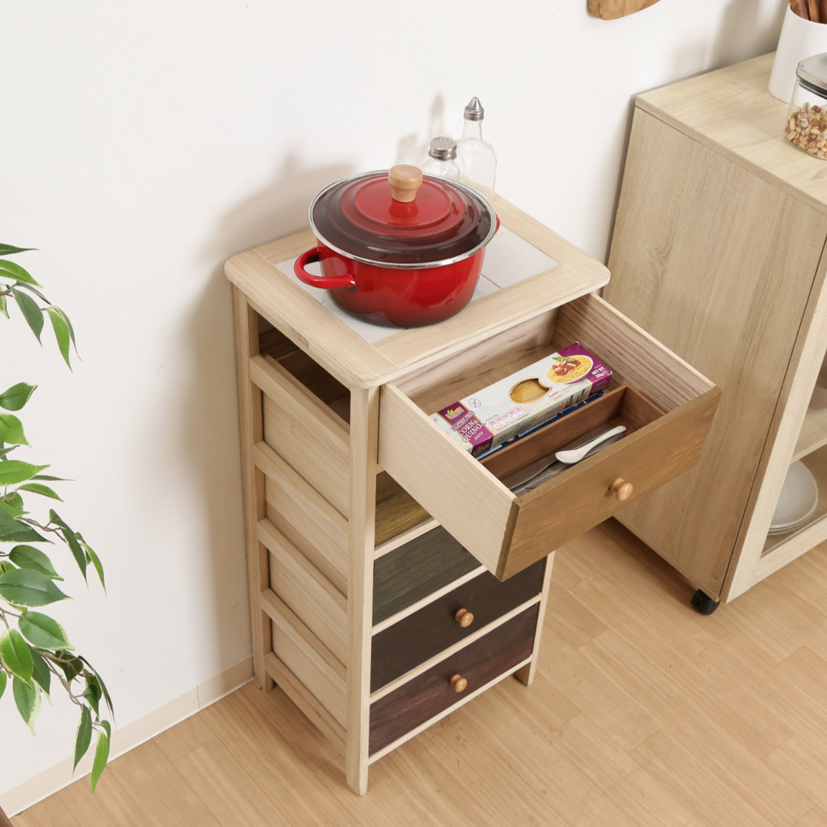 不二貿易（Fuji Boeki） チェスト 幅40cm 5段 桐製 マルチカラフル