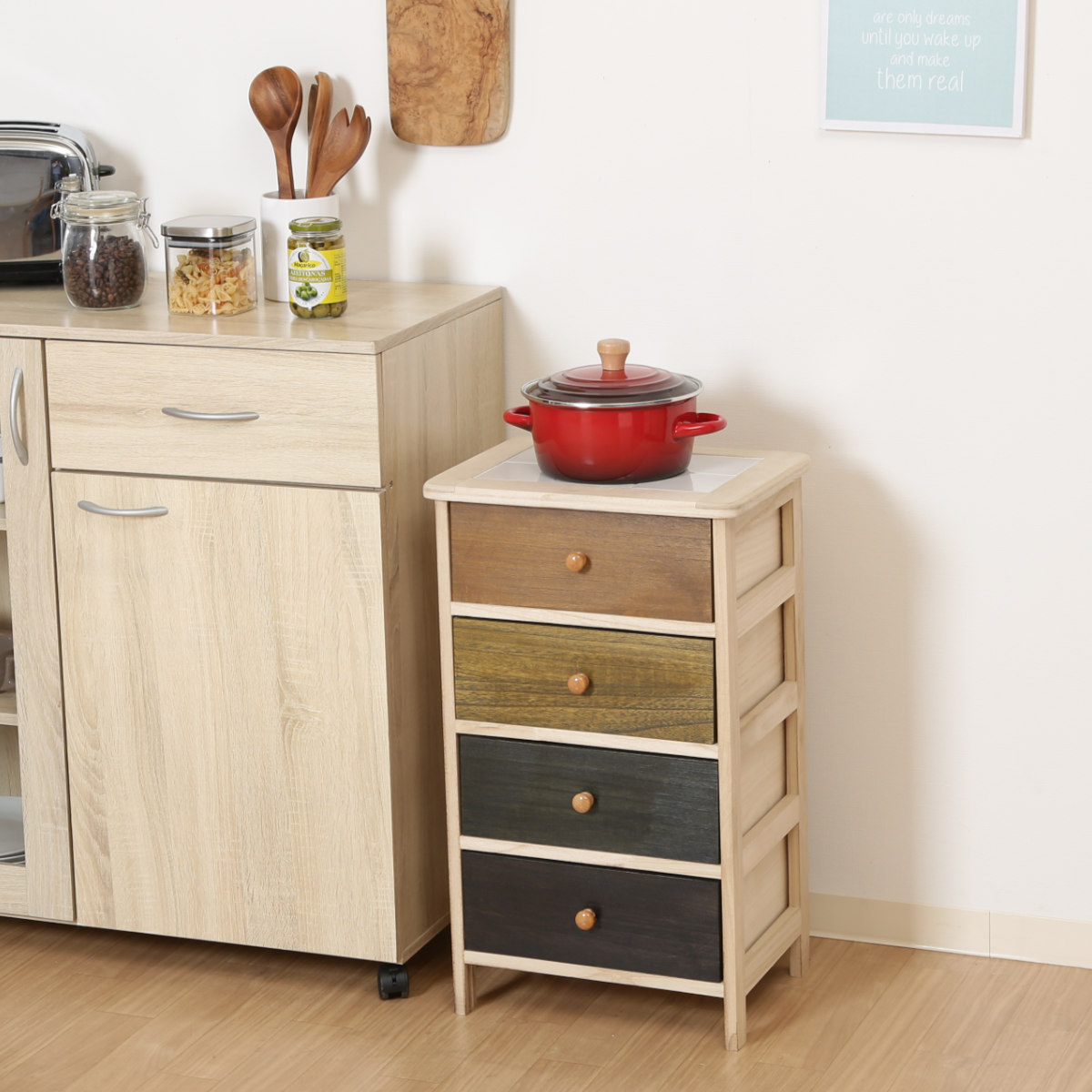 不二貿易（Fuji Boeki） チェスト 幅40cm 4段 桐製 マルチカラフル