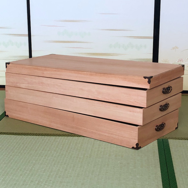 マーゼルン 衣装ケース 桐製 衣裳箱 柿渋染 3段 日本製 幅91cm （ 桐