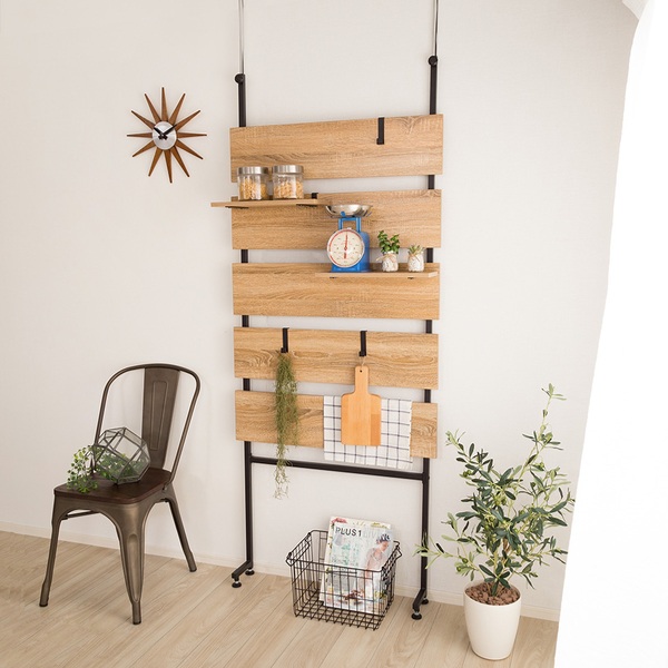 ホームテイスト（HOME taste） 突っ張り 幅80cm ラダーラック木目調