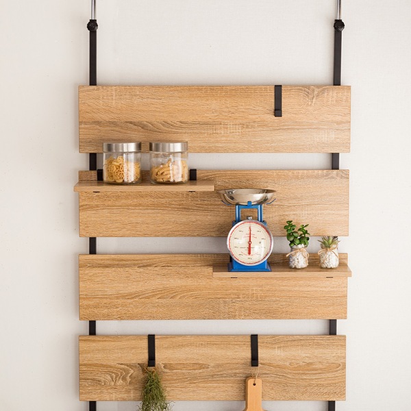 ホームテイスト（HOME taste） 突っ張り 幅80cm ラダーラック木目調