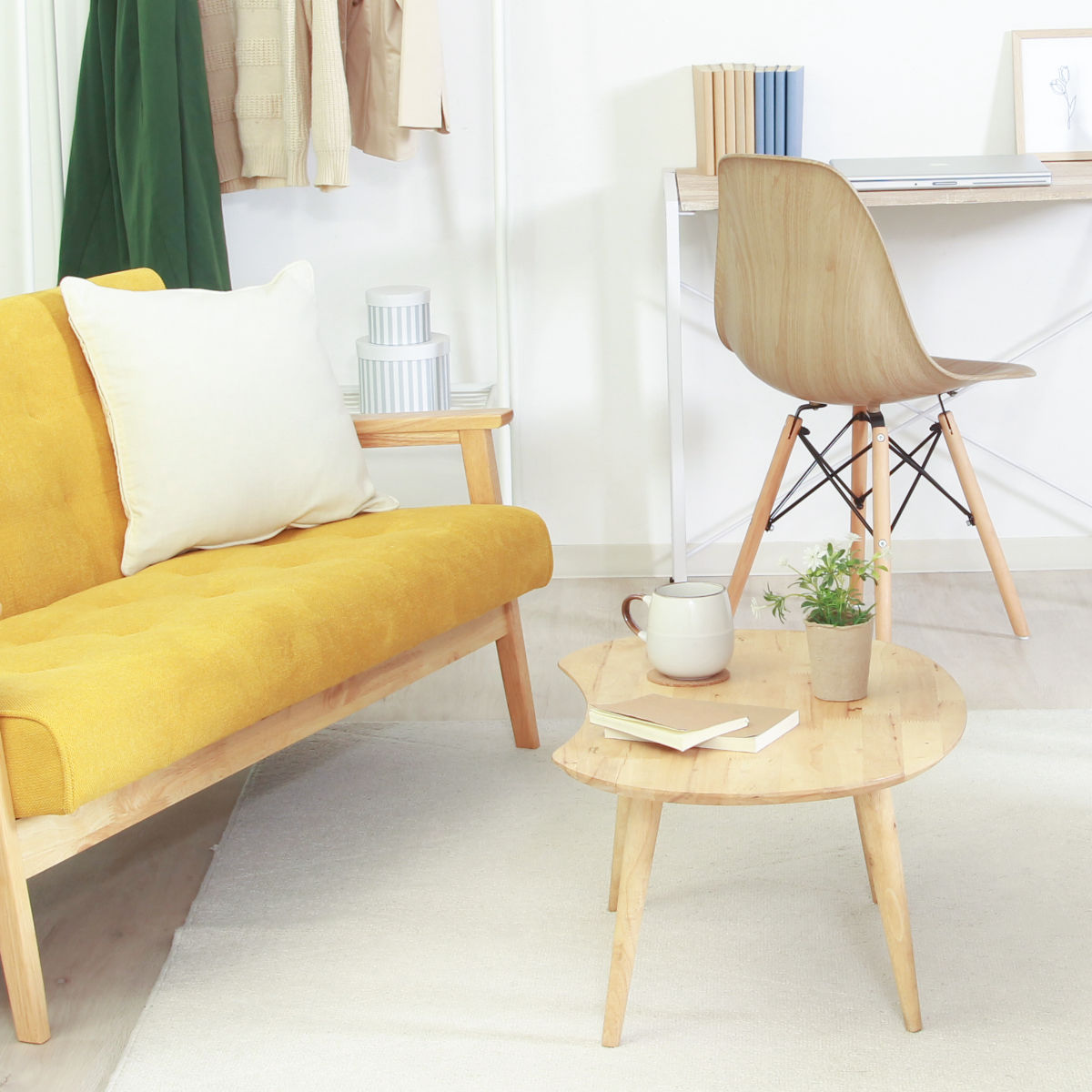 不二貿易（Fuji Boeki） センターテーブル 幅74cm 木製 ビーンズ