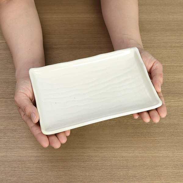 焼き物皿 21cm 長角皿 角皿 皿 食器 和食器 陶器 （ 食洗機対応 電子