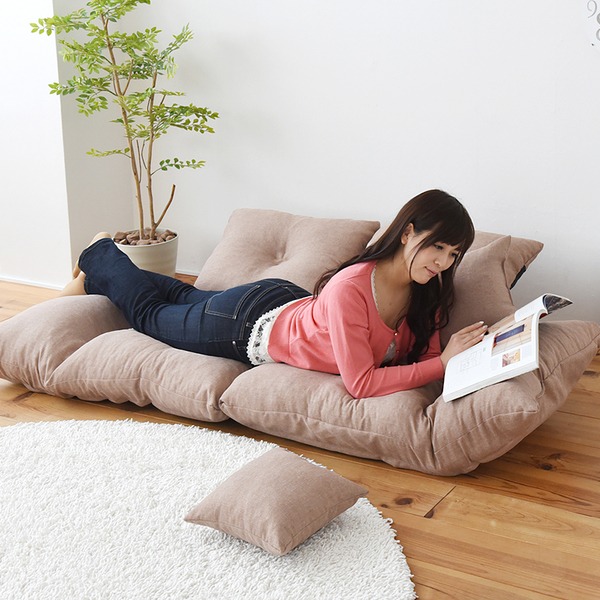 ソファ 幅140cm 2分割 ひじ掛け リクライニング 座椅子 ローソファ