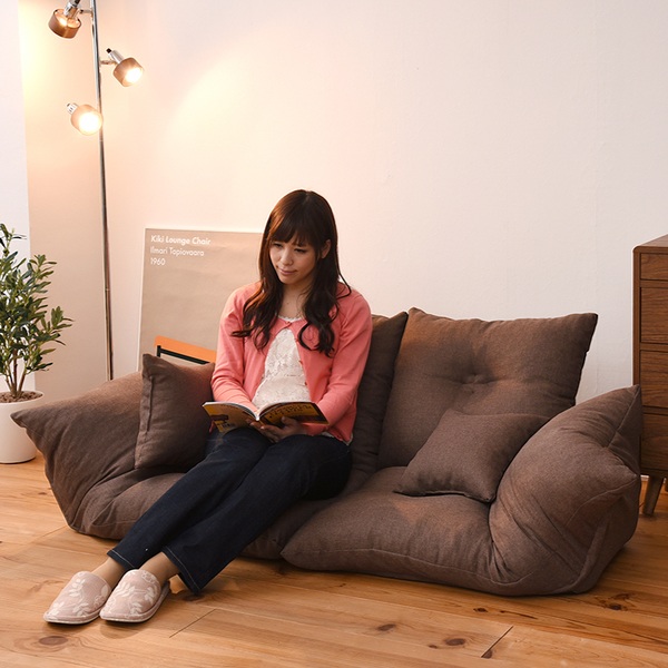 ソファ 幅140cm 2分割 ひじ掛け リクライニング 座椅子 ローソファ