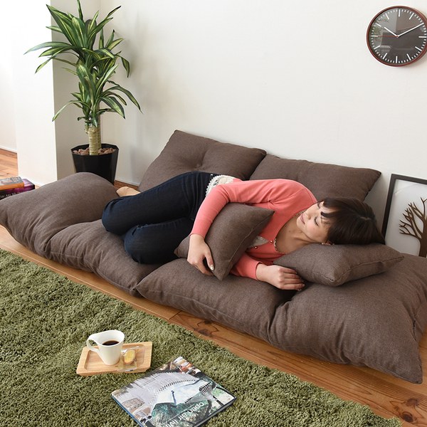 ソファ 幅140cm 2分割 ひじ掛け リクライニング 座椅子 ローソファ