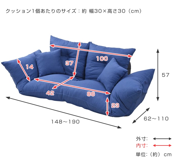 ソファ 幅148cm セパレート ひじ掛け リクライニング 座椅子