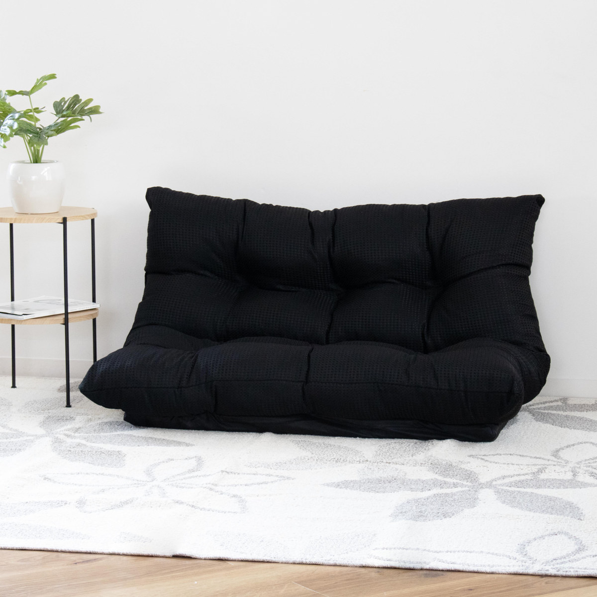 ローソファ 幅120cm コンパクト 7段階リクライニング フロアソファ