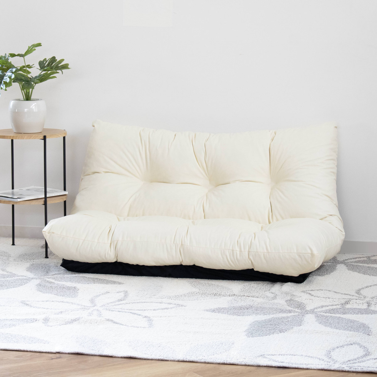 ローソファ 幅120cm コンパクト 7段階リクライニング フロアソファ