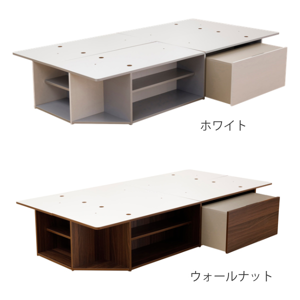 シングルベッドフレーム　サイドテーブル付き ベッド シングル ヘッドレス サイドテーブル付き 組み立て 簡単 収納