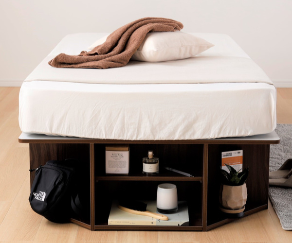 ベッド シングル ヘッドレス サイドテーブル付き 組み立て 簡単 収納