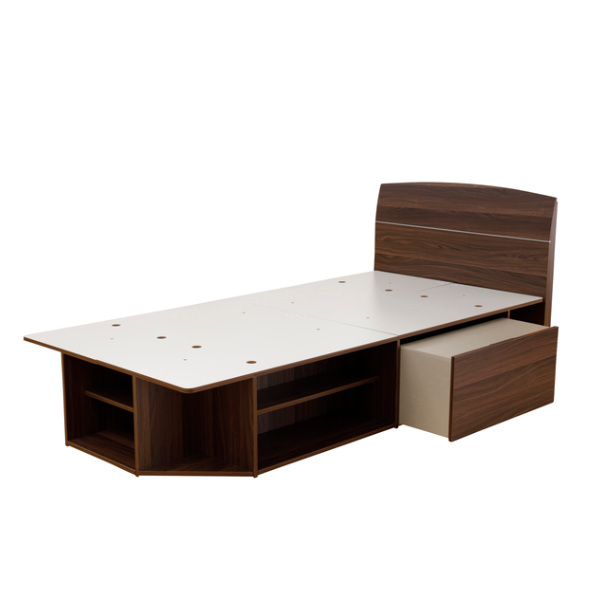 ベッド シングル ヘッドボード サイドテーブル付き 組み立て 簡単 収納