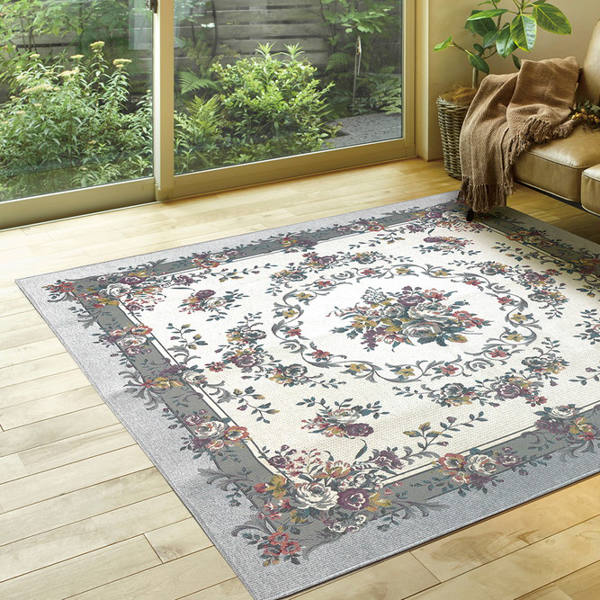 ラグ 230×230cm ラグマット ブーケ 撥水ゴブランシェニール