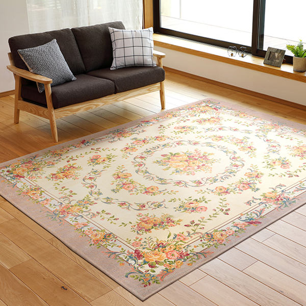 ラグ 230×230cm ラグマット ブーケ 撥水ゴブランシェニール