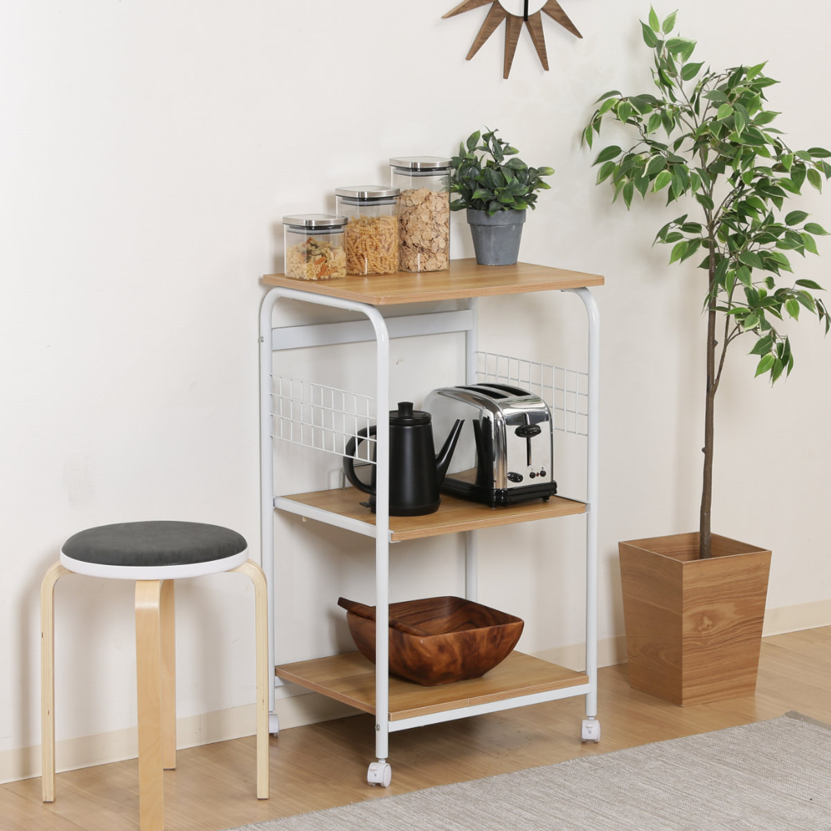 不二貿易（Fuji Boeki） レンジラック 幅51.5cm キャスター付 スチール