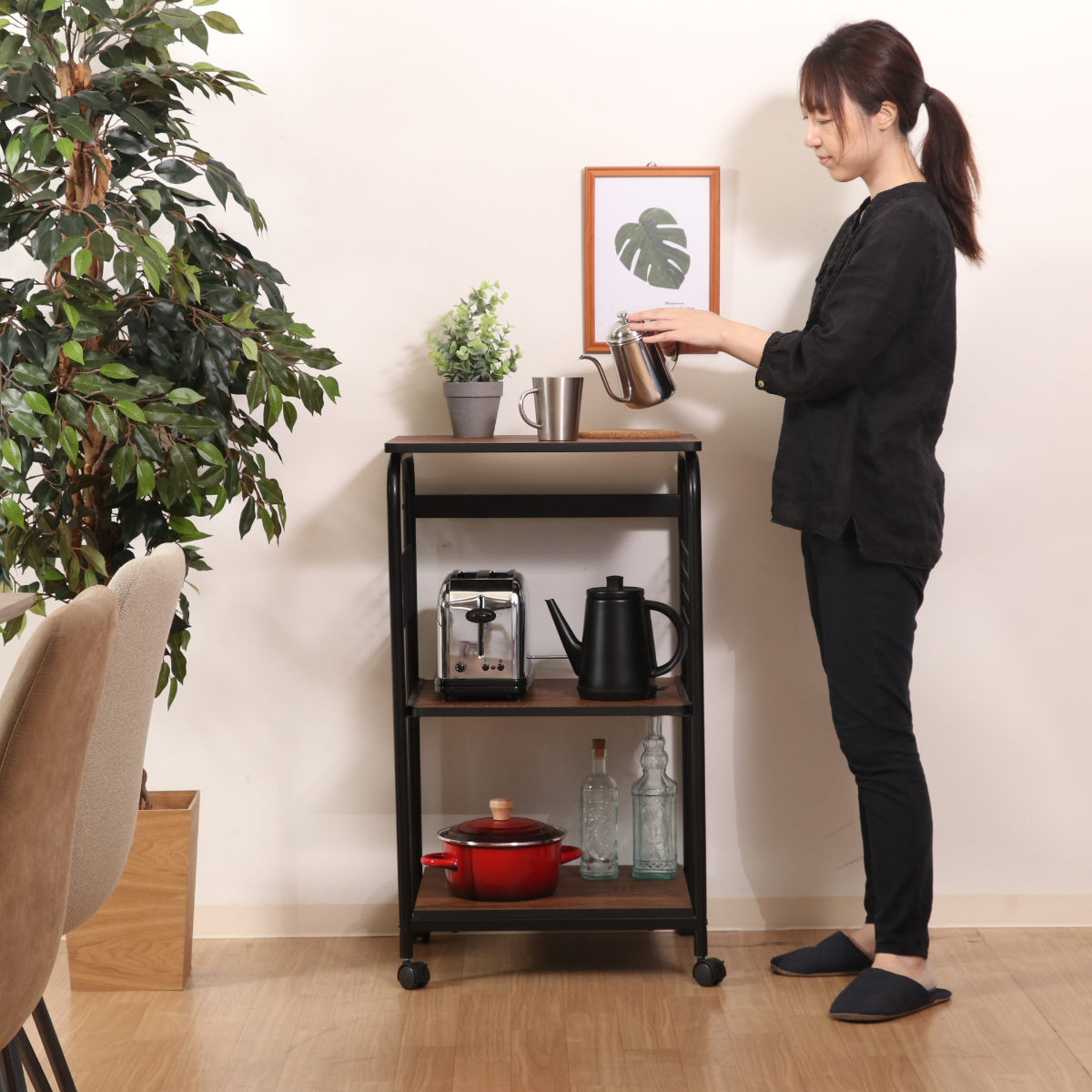 不二貿易（Fuji Boeki） レンジラック 幅51.5cm キャスター付 スチール