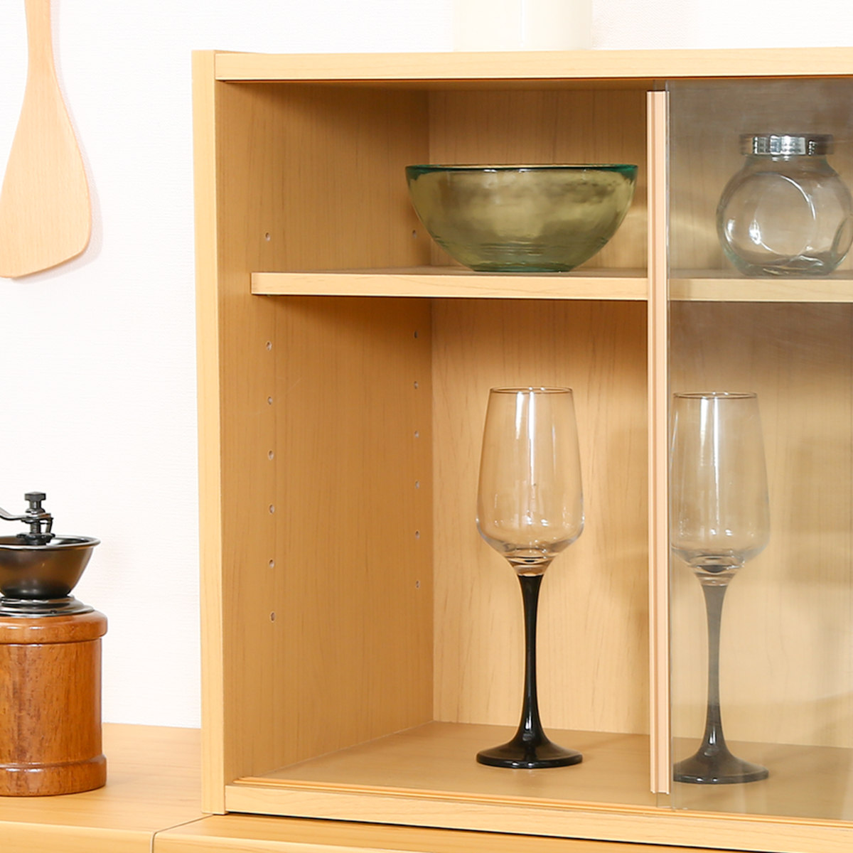 不二貿易（Fuji Boeki） ミニ食器棚 幅60cm 3段 カップボード ガラス