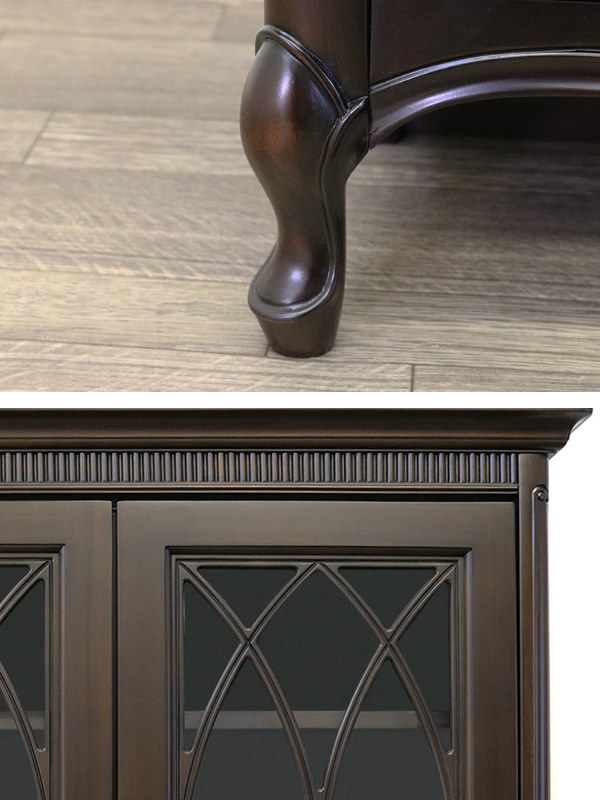 カップボード 食器棚 クラシック調 マホガニー材 ケントハウス 幅90cm