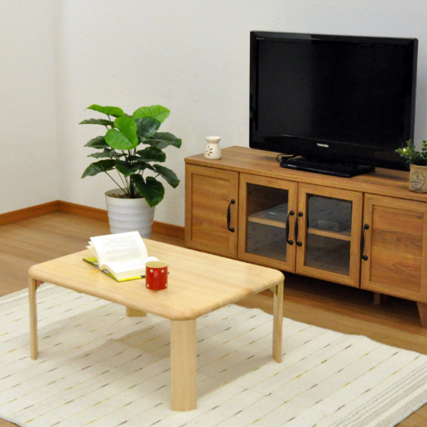 折りたたみ テーブル 幅75cm 角丸 木製 天然木 長方形 折り畳み 机