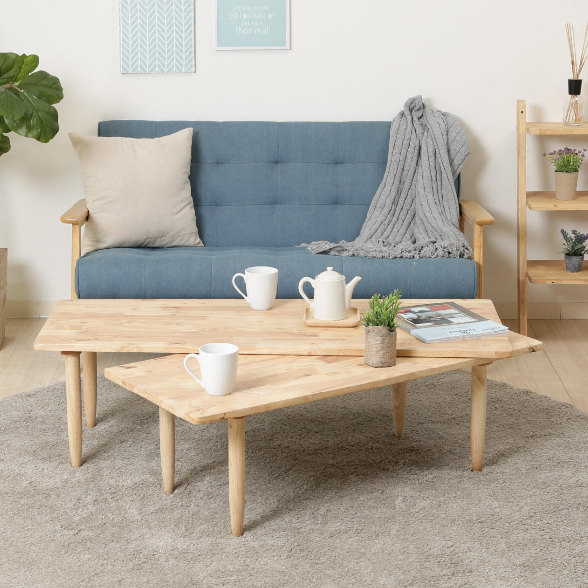 不二貿易（Fuji Boeki） センターテーブル 幅約120〜200cm 木製 ツイン