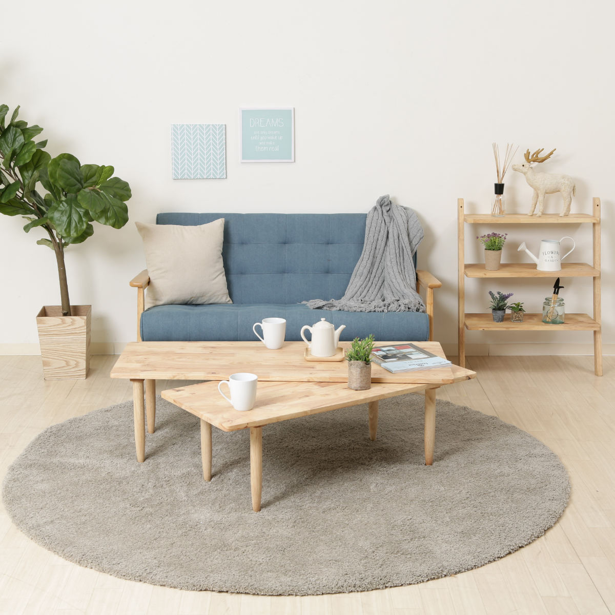 不二貿易（Fuji Boeki） センターテーブル 幅約120〜200cm 木製 ツイン