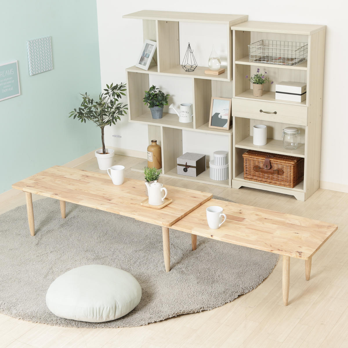 不二貿易（Fuji Boeki） センターテーブル 幅約120〜200cm 木製 ツイン