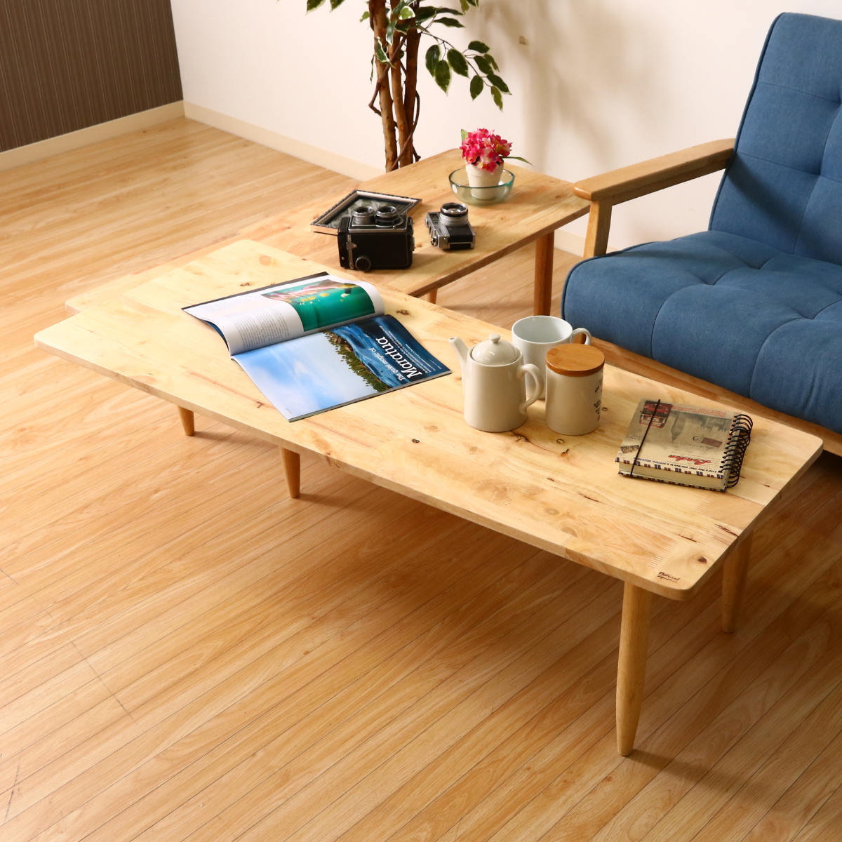 不二貿易（Fuji Boeki） センターテーブル 幅約120〜200cm 木製 ツイン