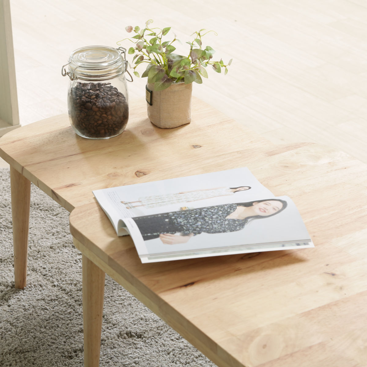 不二貿易（Fuji Boeki） ローテーブル 伸縮式 幅約70〜120cm 木製