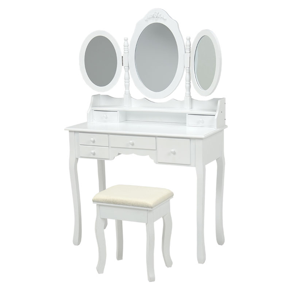ドレッサー スツール付き 化粧台 三面鏡 姫系 猫脚 デスク コンソール