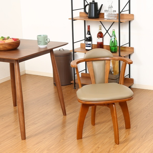 【美品】ロイヤルスチール株　木製　クリーム色　回転式ダイニングチェア ダイニングチェア 回転 座面高42cm ベロア スチール脚