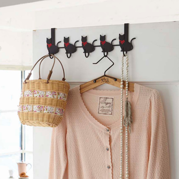 ドアハンガー 5連 猫 横型 ドアフック 山崎実業 （ ドア フック