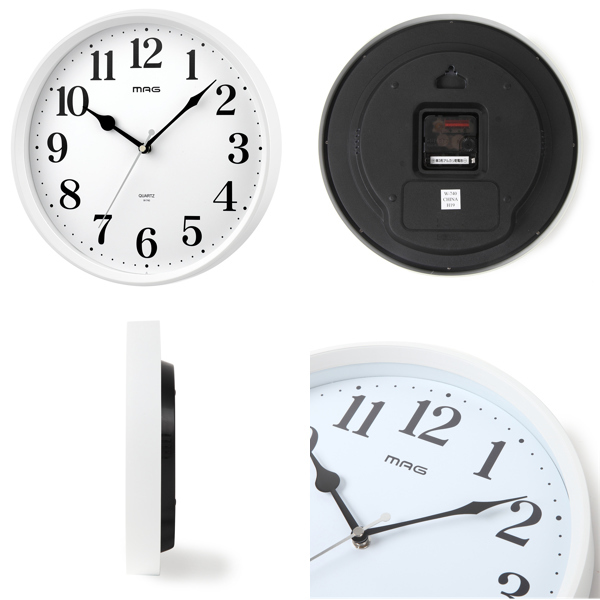 ノア精密 掛け時計 ミドル 直径 28cm 時計 おしゃれ 連続秒針 ホワイト