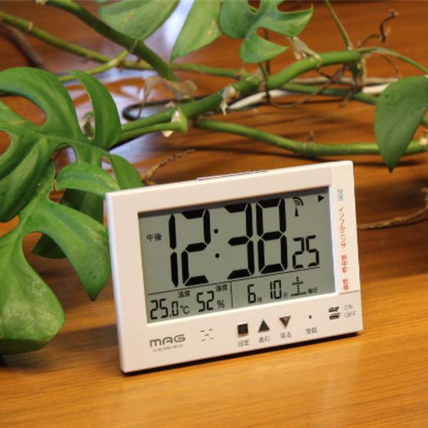 ノア精密 置き時計 電波 デジタル 電波時計 温度計 湿度計 目覚まし