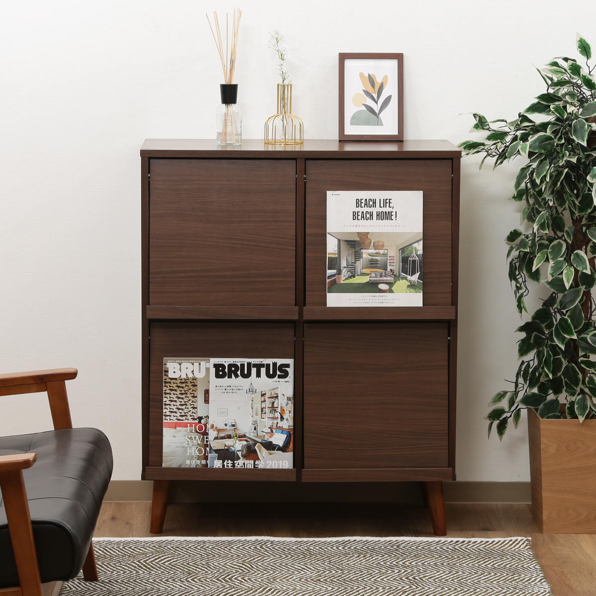 不二貿易（Fuji Boeki） ディスプレイラック 幅79cm 4マス フラップ扉