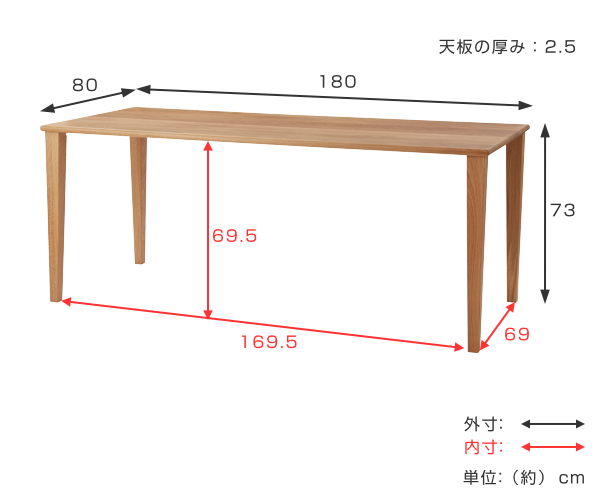 東谷 ダイニングテーブル 幅180cm 木製 天然木 オーク 無垢 ダイニング