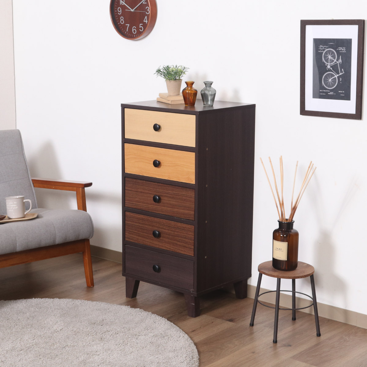 不二貿易（Fuji Boeki） チェスト 幅44.5cm 5段 北欧風 4カラー前板