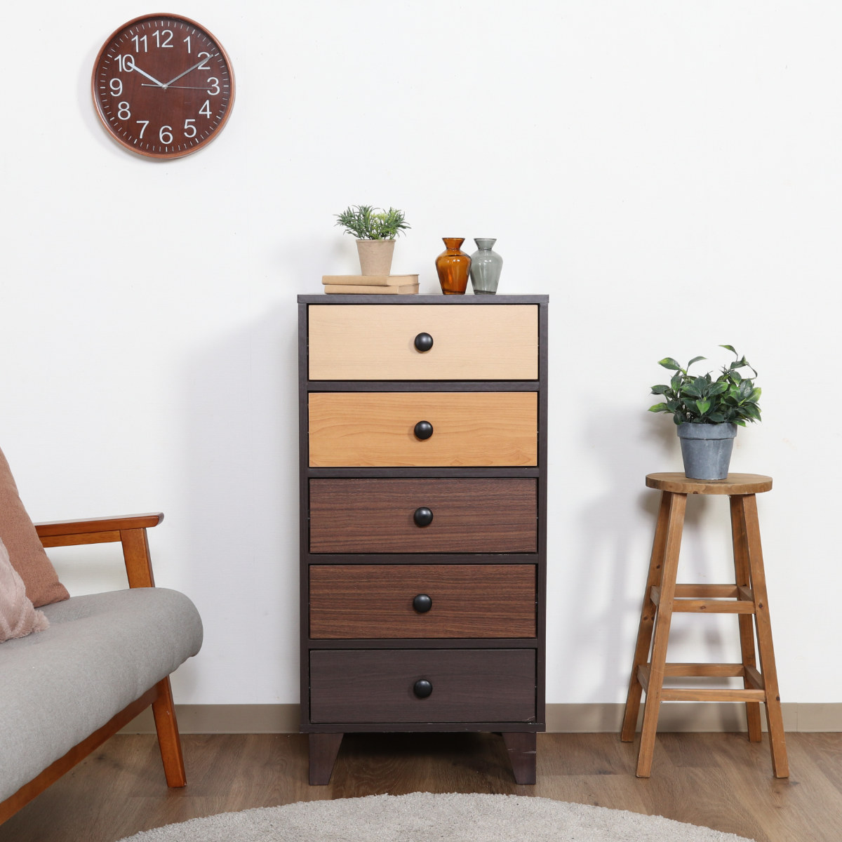 不二貿易（Fuji Boeki） チェスト 幅44.5cm 5段 北欧風 4カラー前板