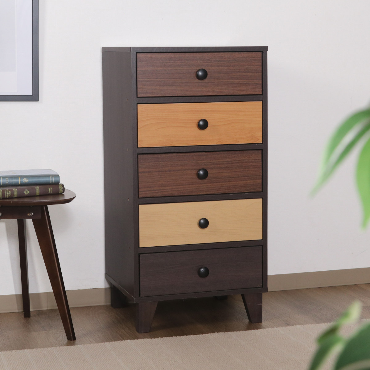 不二貿易（Fuji Boeki） チェスト 幅44.5cm 5段 北欧風 4カラー前板